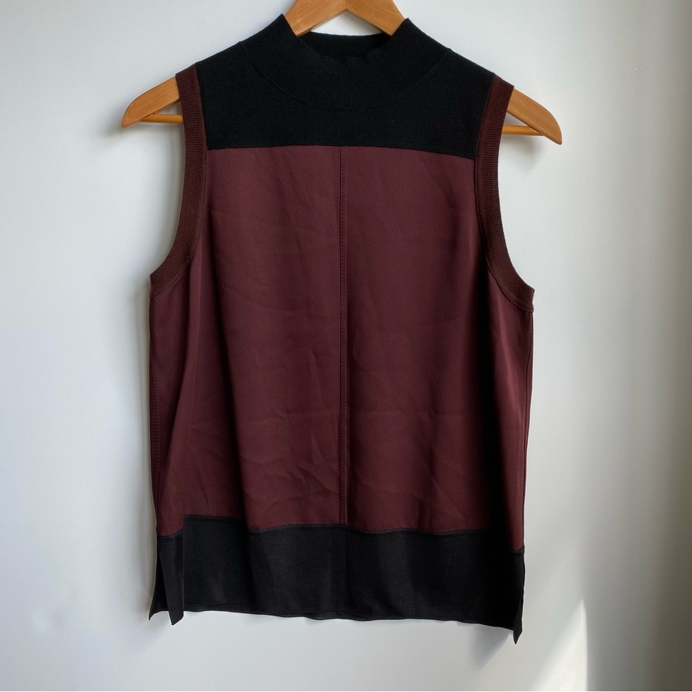 Rag & bone Vivienne Mixed Media Sleeveless Tank Merino Blend Mock Neck